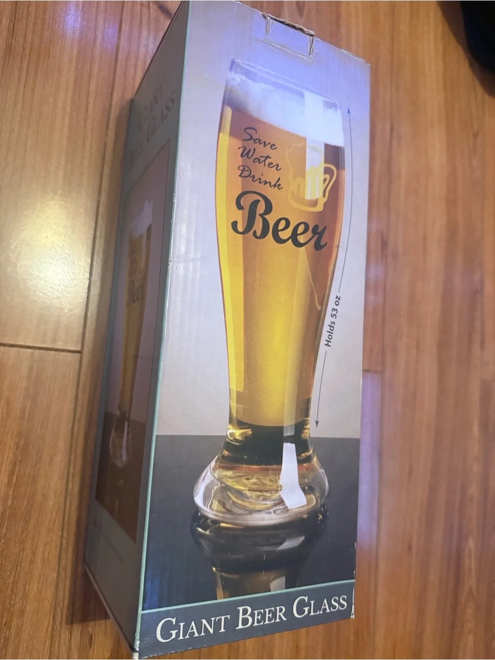 Save Water Drink Beer Tall Pilsner Glass - Clear with Yellow & Black Print